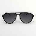 Black sunglasses with dark lenses on a white background