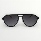 Black sunglasses with dark lenses on a white background