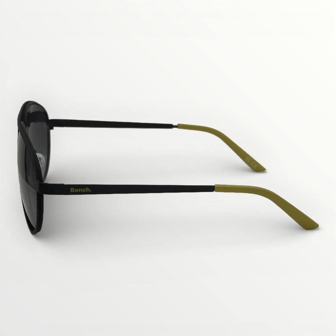 Sunglasses with black and green frame on a white background