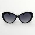 Black cat-eye sunglasses with gradient lenses on a white background