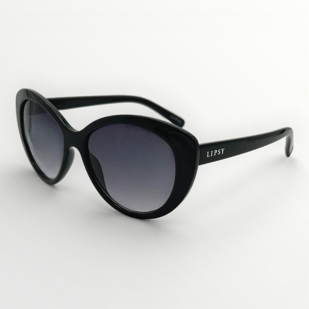 Black sunglasses with gradient lenses on a white background