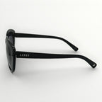 Sunglasses with a metallic frame on a white background