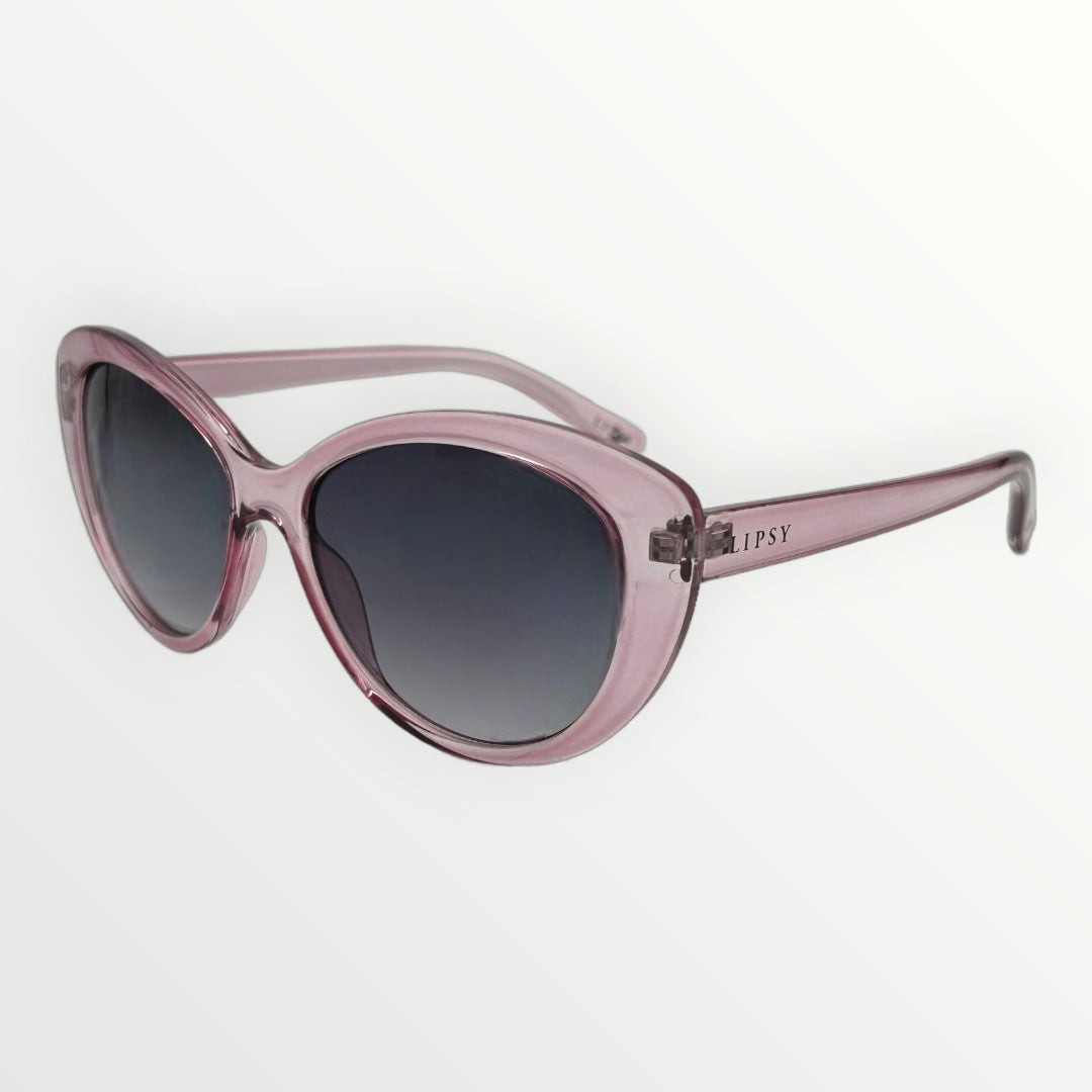 Pink sunglasses with a gradient lens on a white background