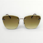 Gold-framed sunglasses with gradient lenses on a white background