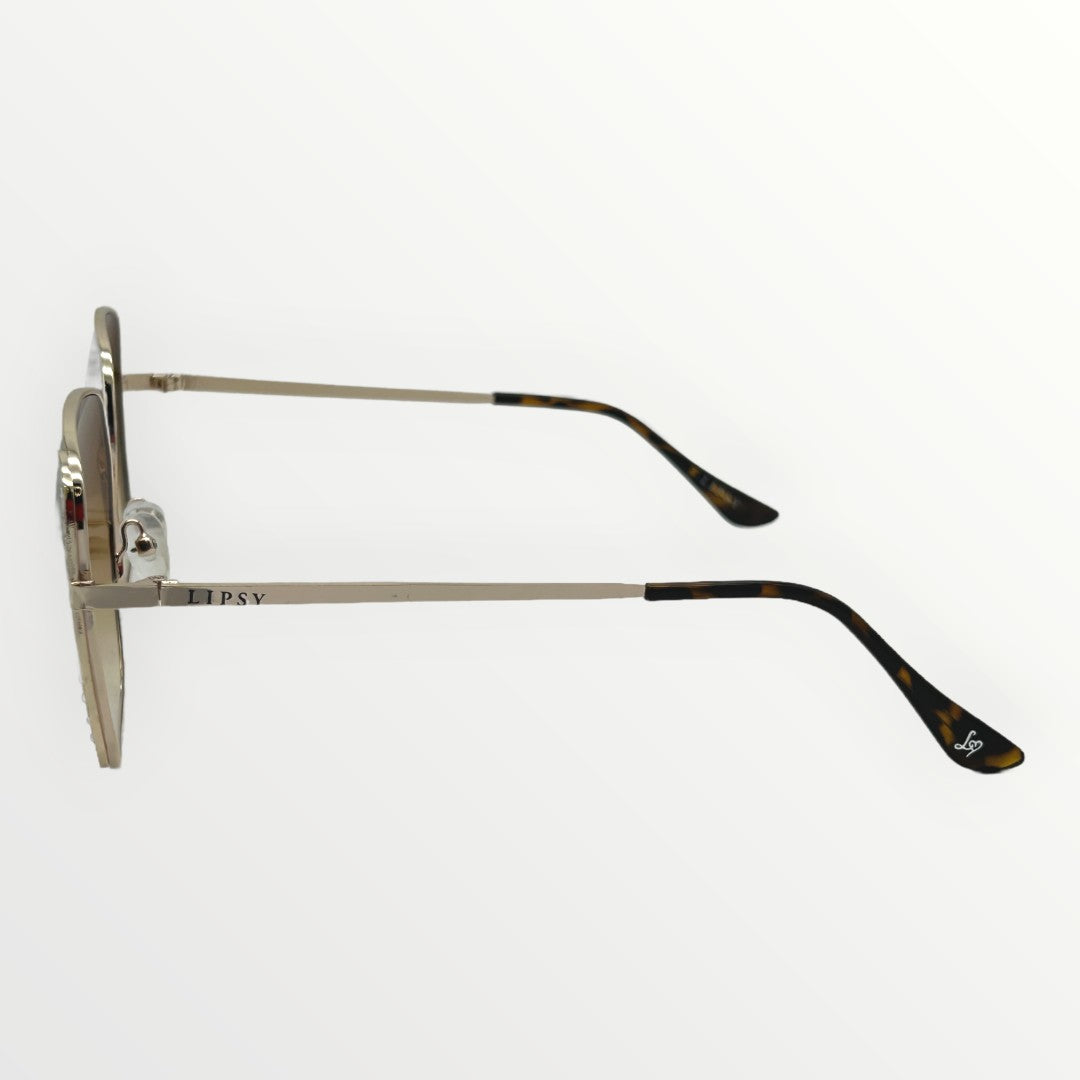 Sunglasses with tortoiseshell arms on a white background