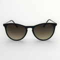 Black sunglasses with gradient lenses on a white background