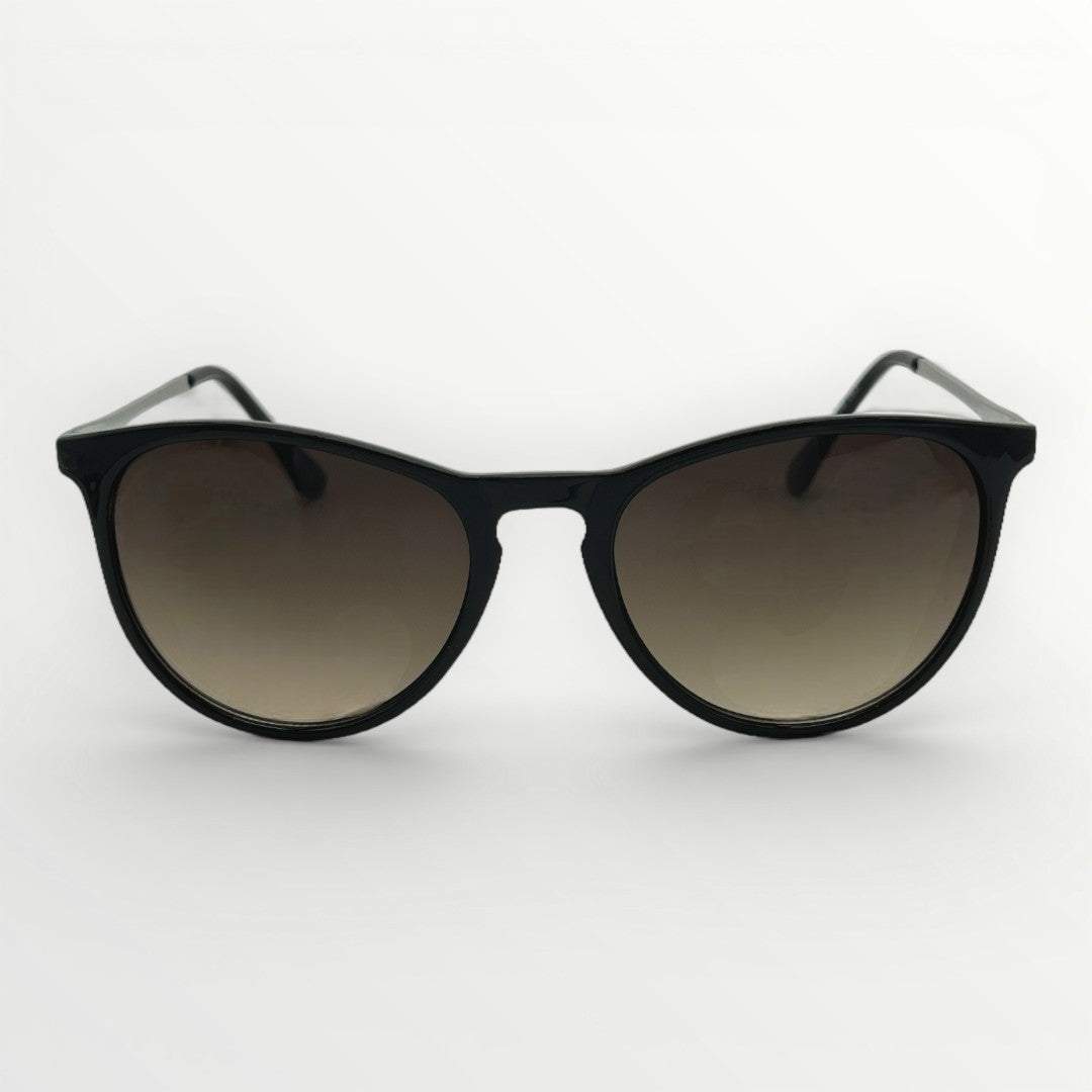 Black sunglasses with gradient lenses on a white background