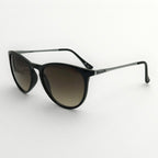Black sunglasses with gradient lenses on a white background