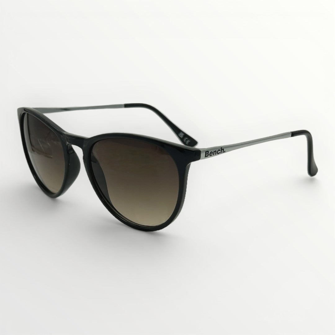 Black sunglasses with gradient lenses on a white background