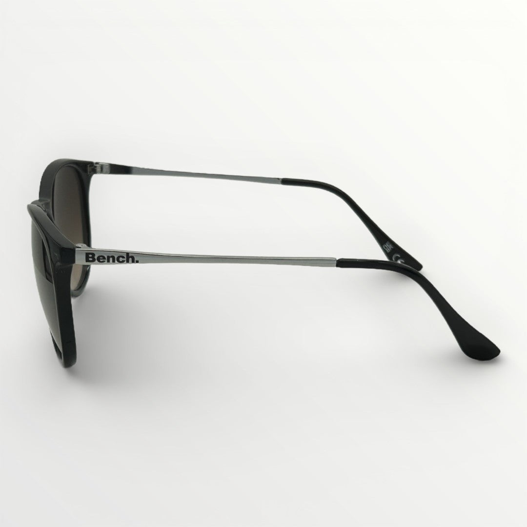 Black sunglasses with 'Bench.' branding on a white background