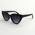 Black cat-eye sunglasses with gradient lenses on a white background