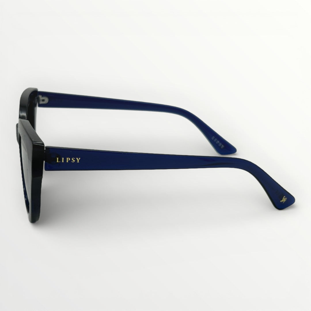 Dark blue sunglasses with black lenses