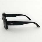 Black sunglasses with 'Lipsy' branding on a white background