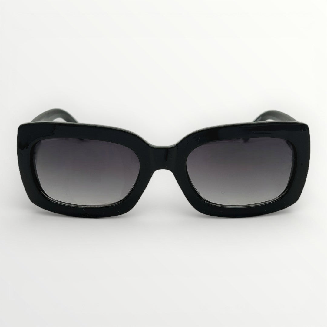 Black sunglasses with gradient lenses on a white background