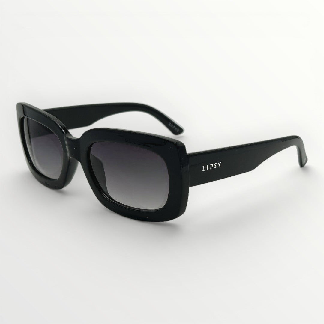 Black sunglasses with gradient lenses on a white background