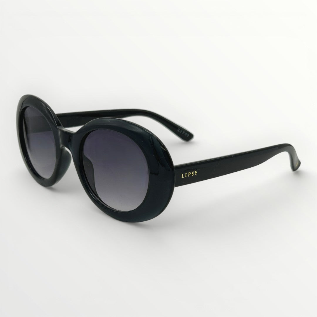 Black sunglasses with gradient lenses on a white background