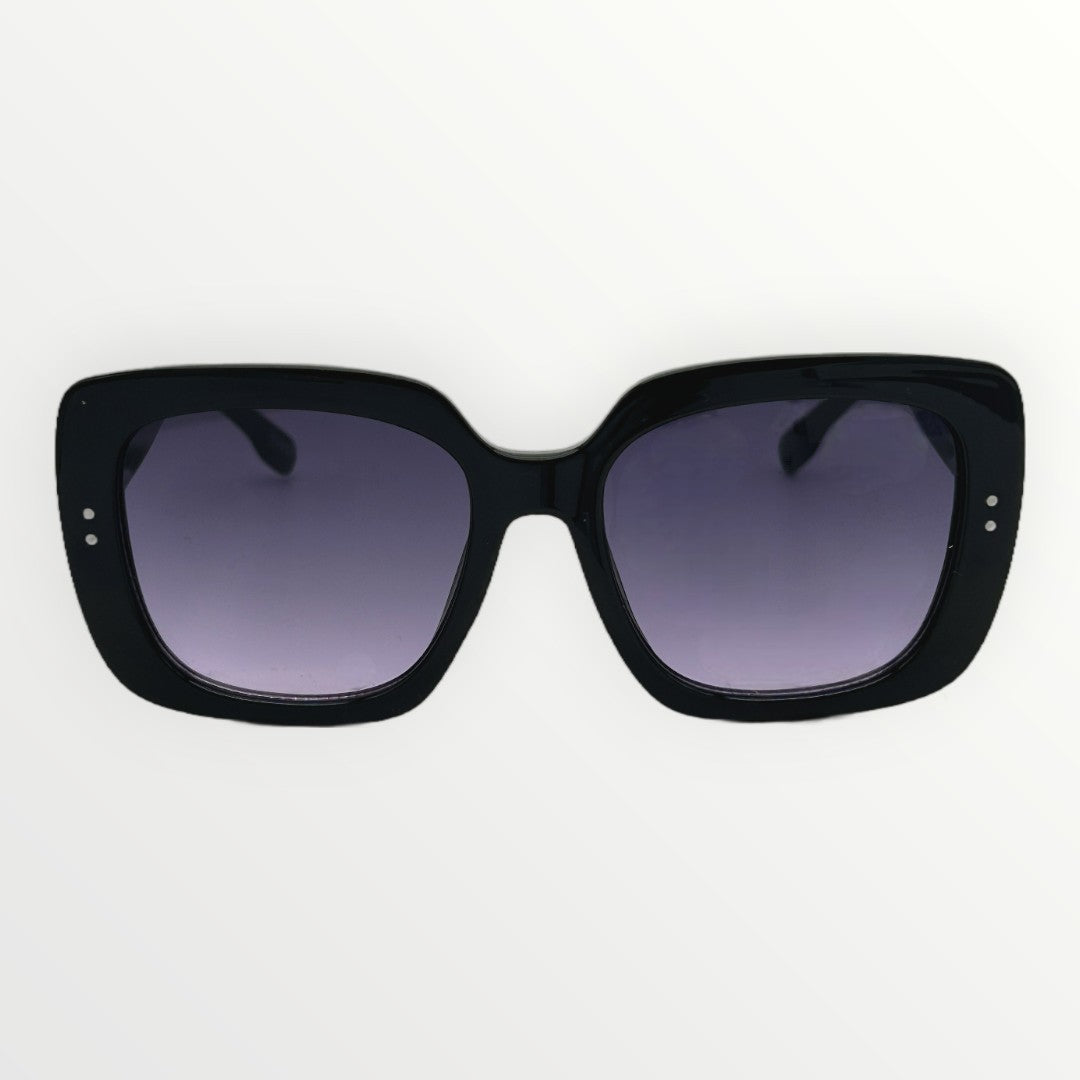 Black sunglasses with gradient lenses on a white background
