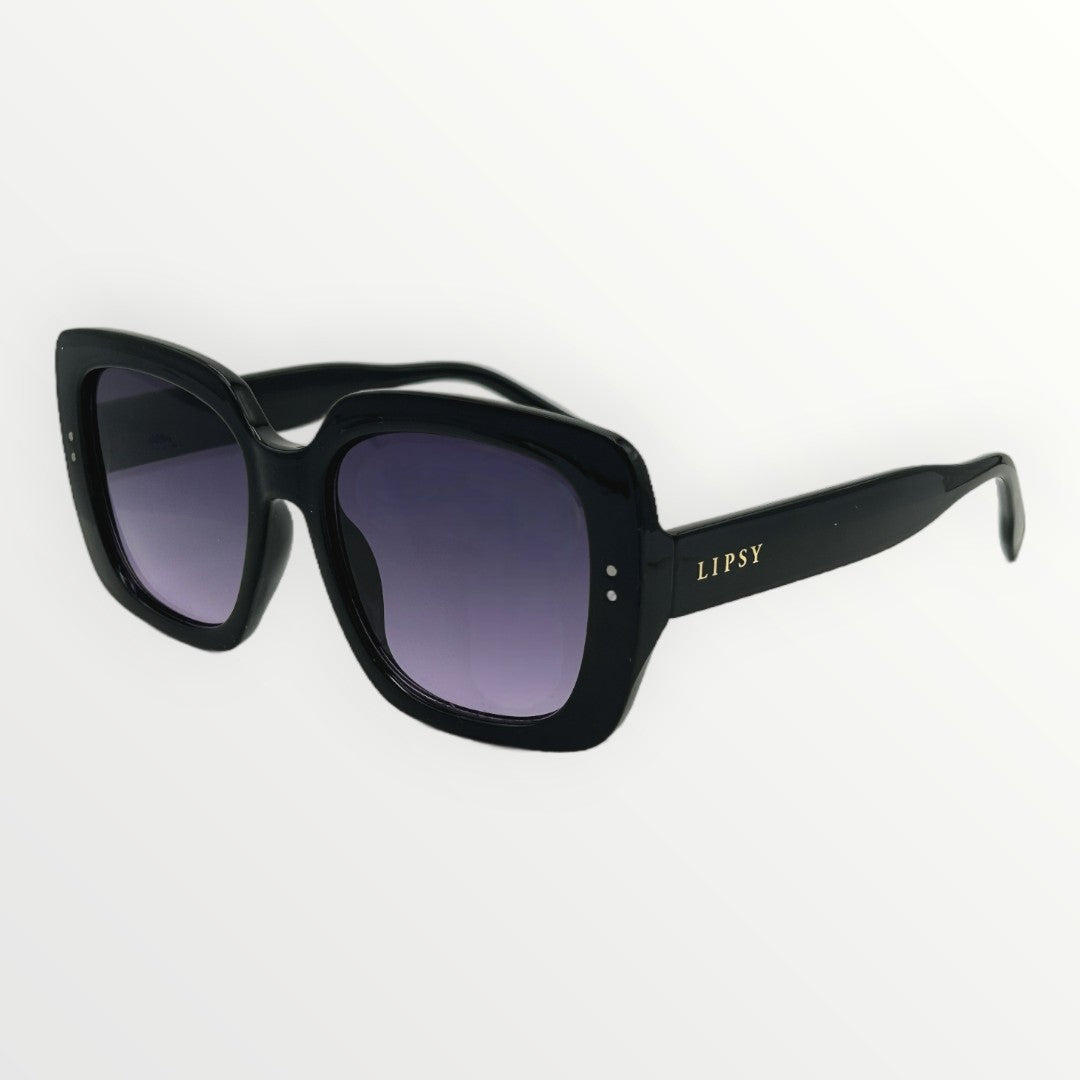 Black sunglasses with gradient lenses on a white background