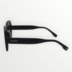 Black sunglasses with 'Lipsy' branding on a white background