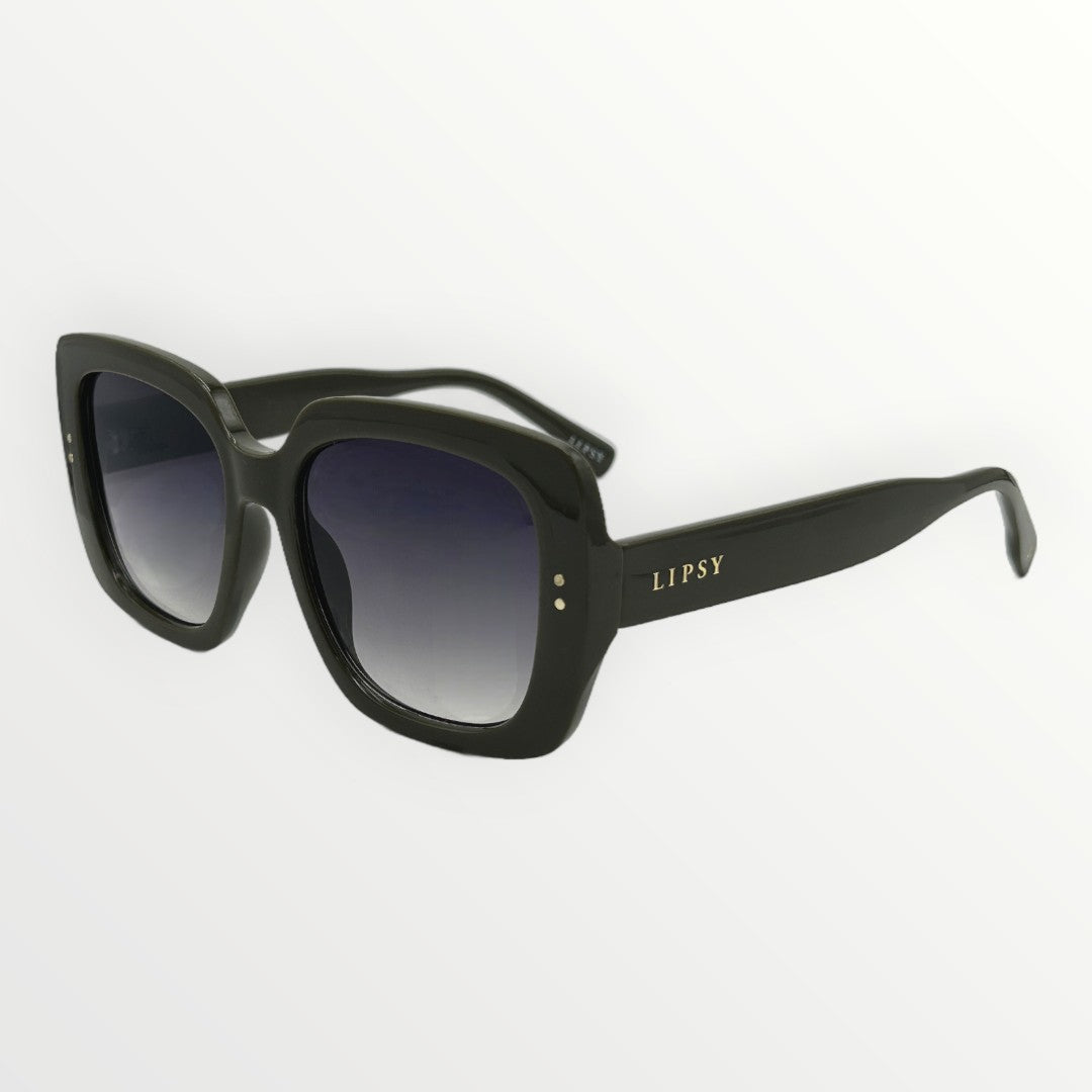 Black sunglasses with gradient lenses on a white background