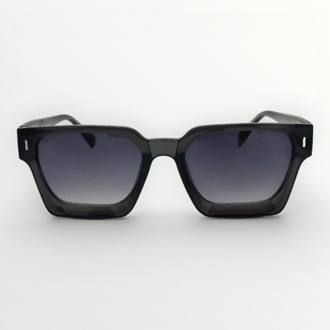 Black sunglasses with gradient lenses on a white background