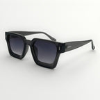 Black sunglasses with gradient lenses on a white background
