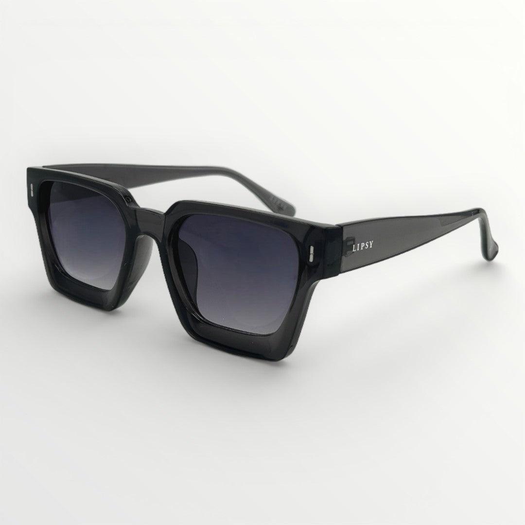 Black sunglasses with gradient lenses on a white background