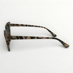 Leopard print eyeglass frames on a white background