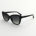 Black sunglasses with gradient lenses on a white background