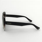 Black sunglasses with gradient lenses on a white background