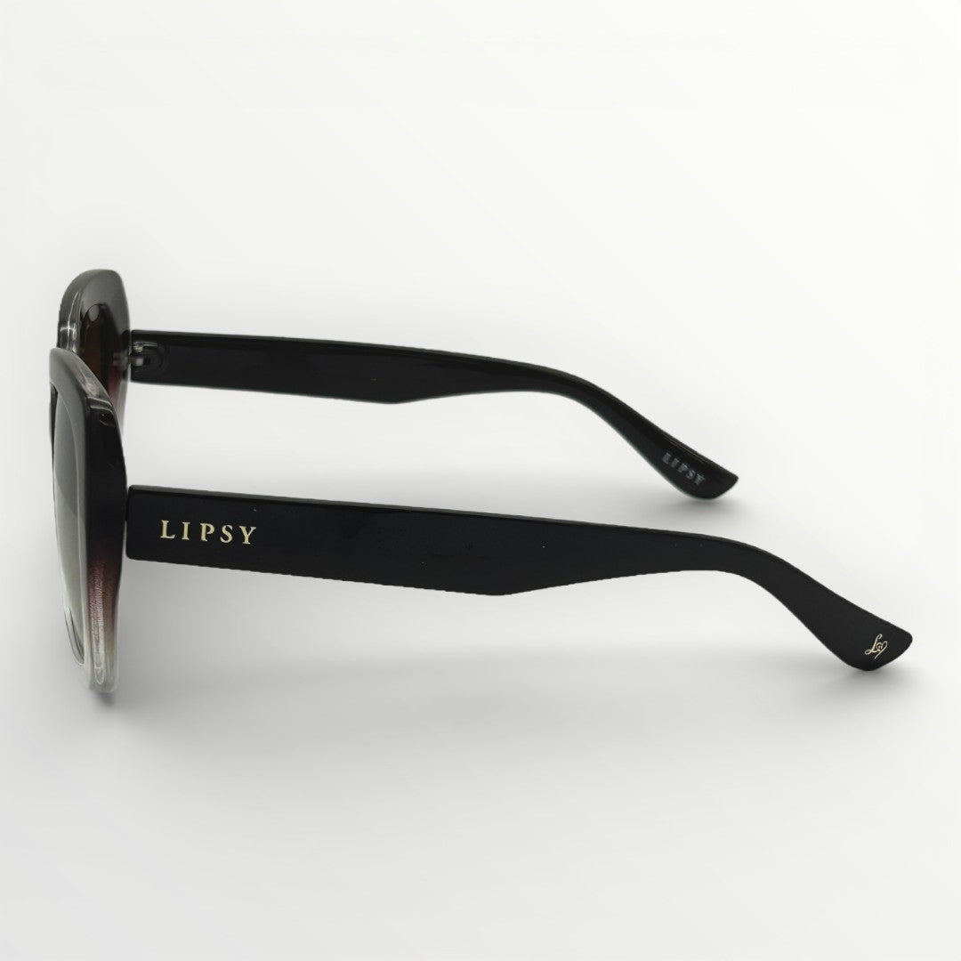Black sunglasses with gradient lenses on a white background