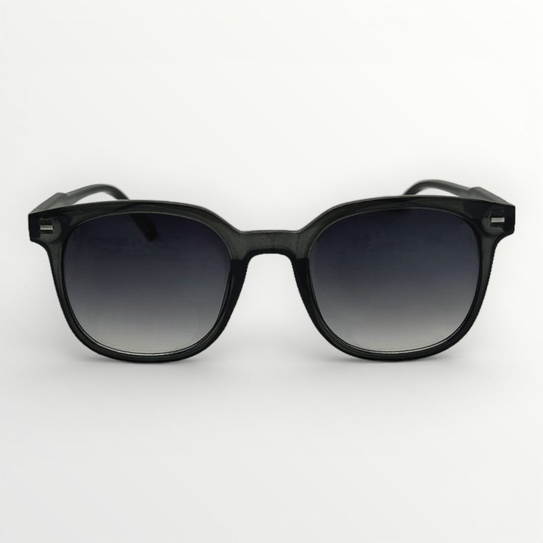 Black sunglasses with gradient lenses on a white background