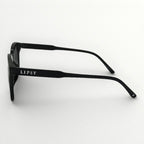 Black sunglasses with 'Lipsy' branding on a white background