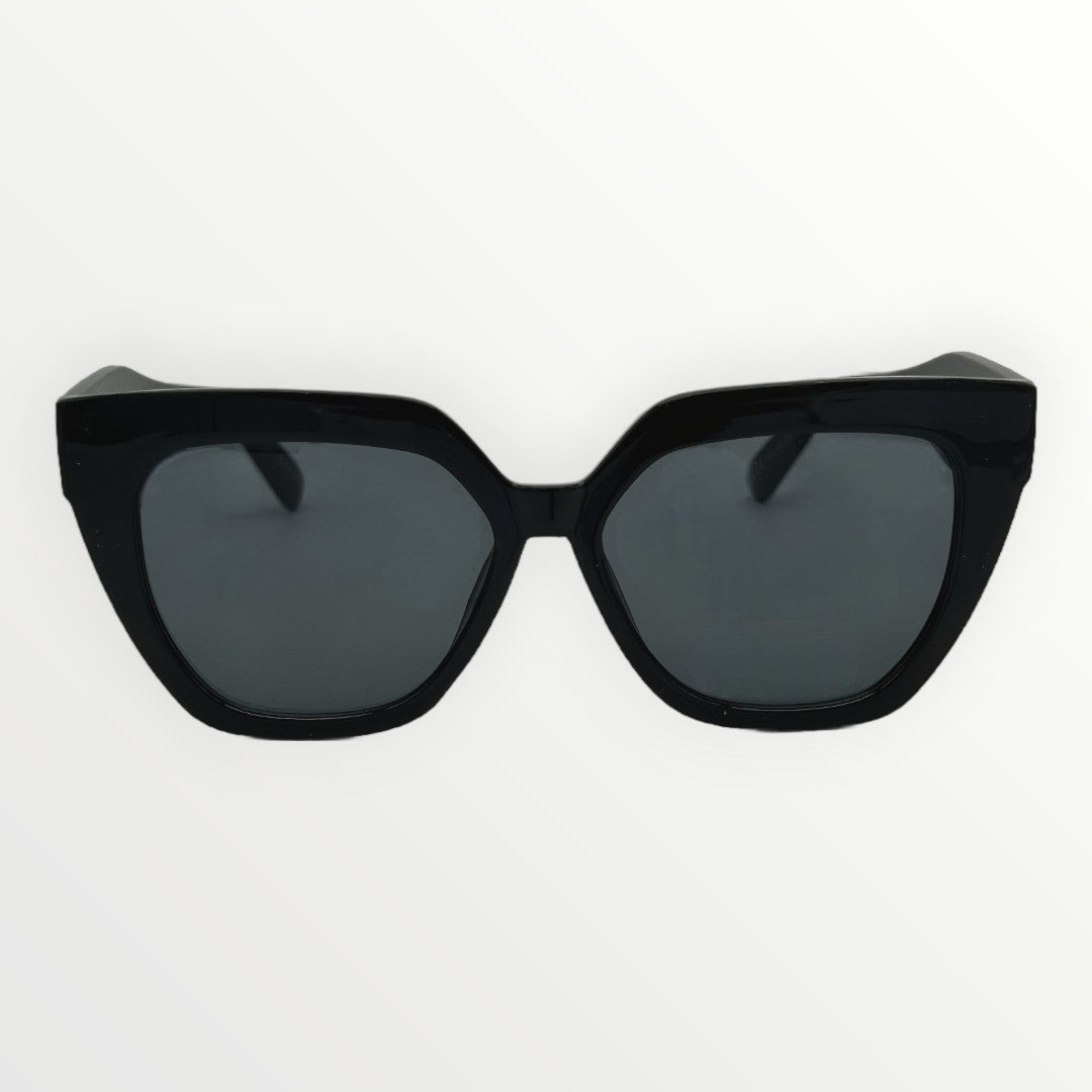 Black cat-eye sunglasses on a white background