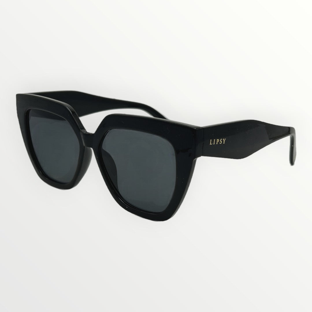 Black sunglasses with a white background
