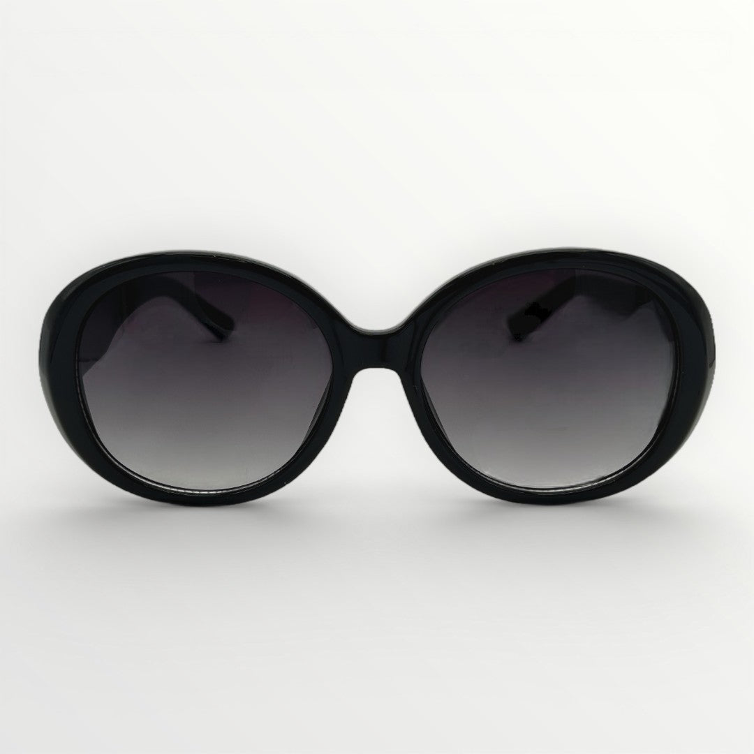 Black sunglasses with gradient lenses on a white background