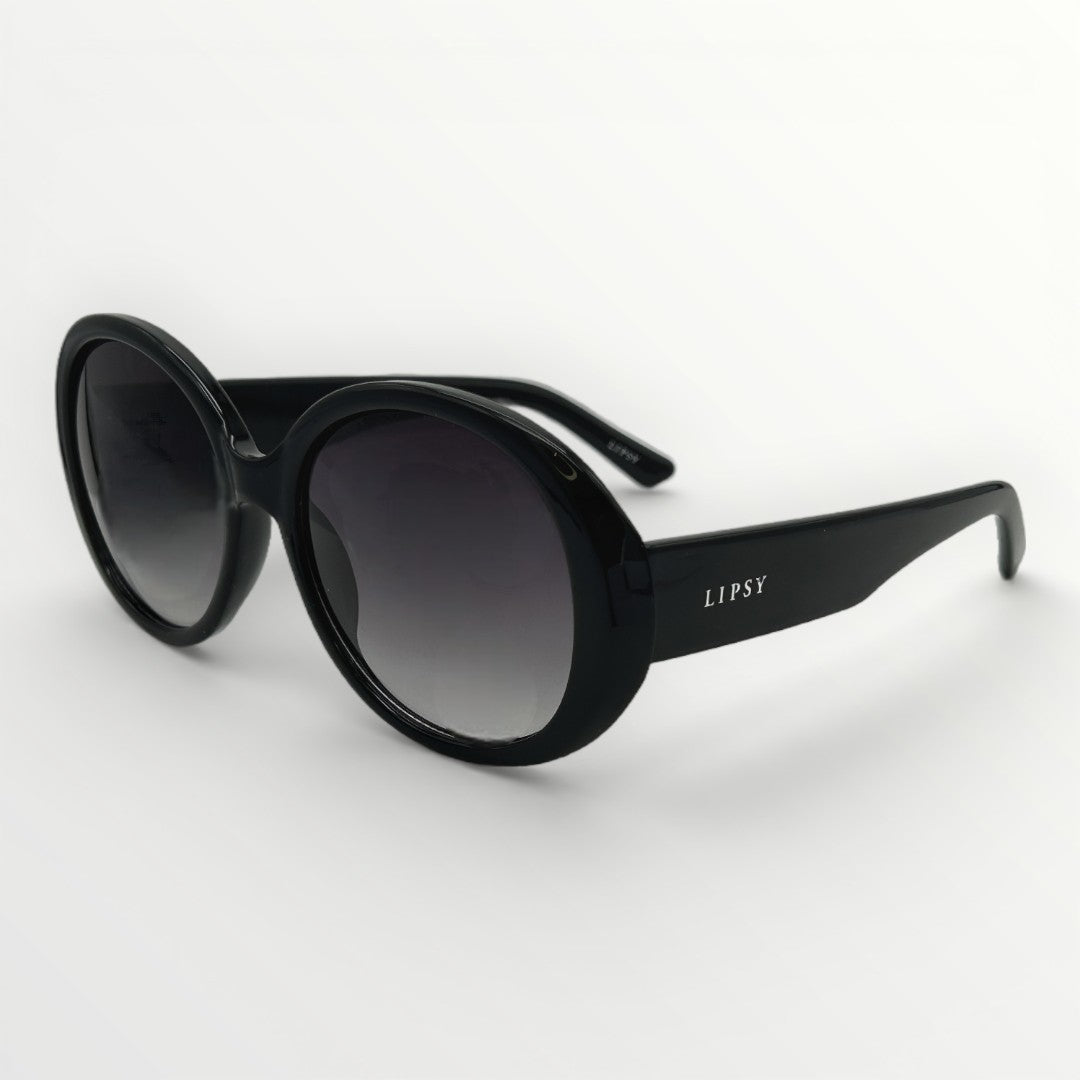 Black sunglasses with gradient lenses on a white background