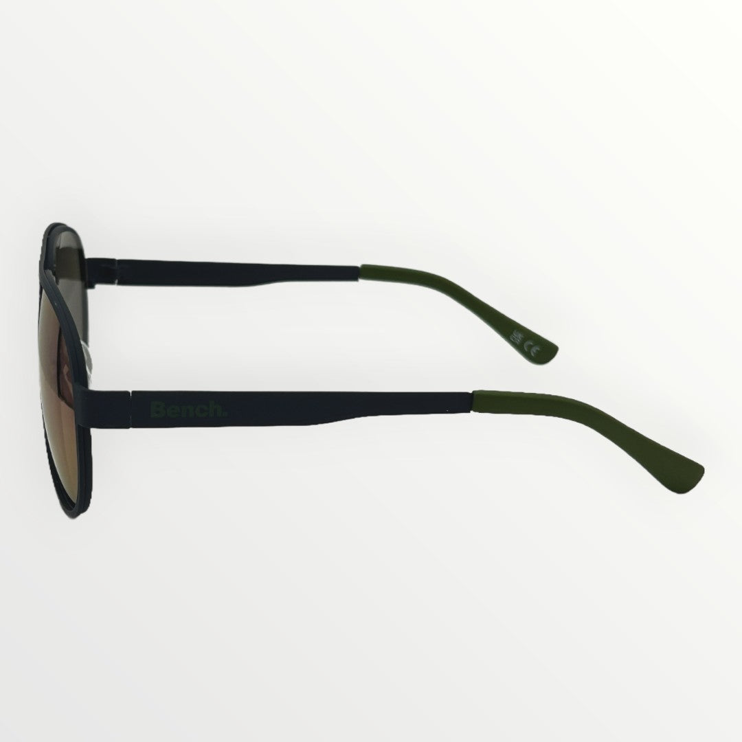 Sunglasses with black and green frame on a white background