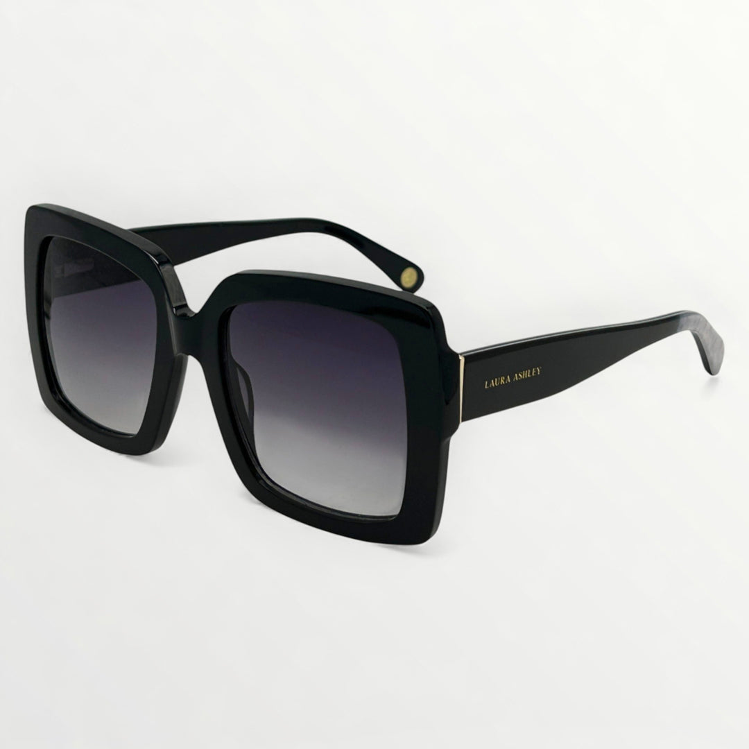 Black sunglasses with gradient lenses on a white background