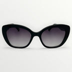 Black cat-eye sunglasses with gradient lenses on a white background
