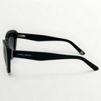 Black sunglasses with 'Laura Ashley' branding on a white background