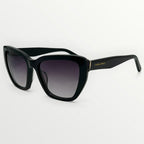 Black sunglasses with gradient lenses on a white background
