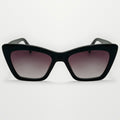 Black cat-eye sunglasses with gradient lenses on a white background