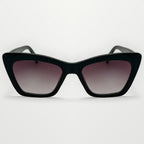 Black cat-eye sunglasses with gradient lenses on a white background