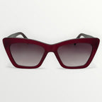 Red sunglasses with a white background