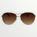Aviator sunglasses with brown gradient lenses on a white background