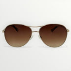 Aviator sunglasses with brown gradient lenses on a white background