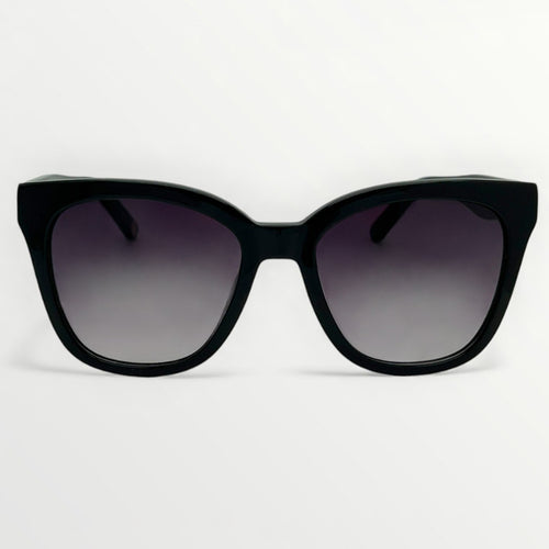 Black sunglasses with gradient lenses on a white background