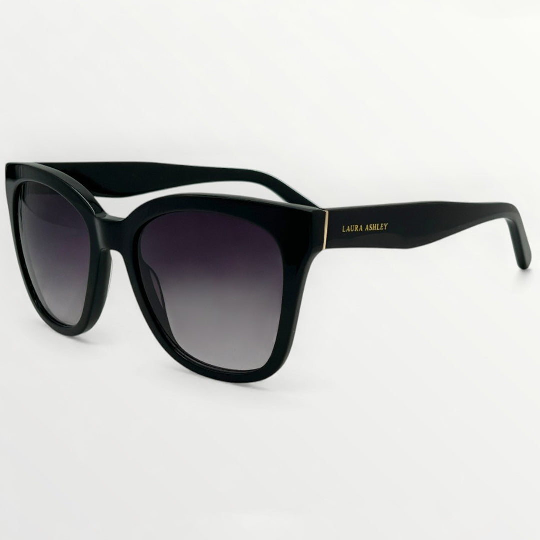 Black sunglasses with a gradient lens on a white background