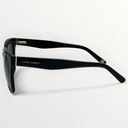 Black sunglasses with 'Laura Ashley' branding on a white background